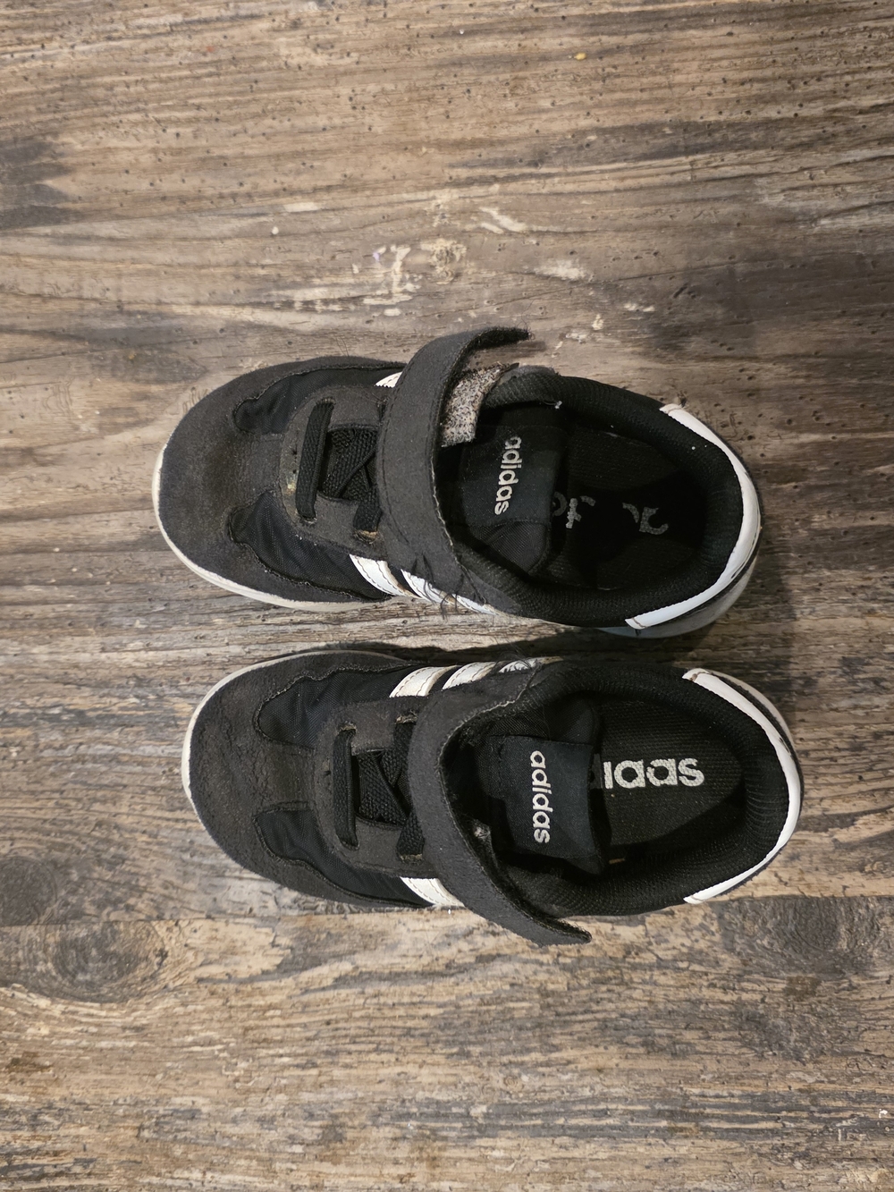 adidas Kids Black and White Velcro Athletic Sneakers